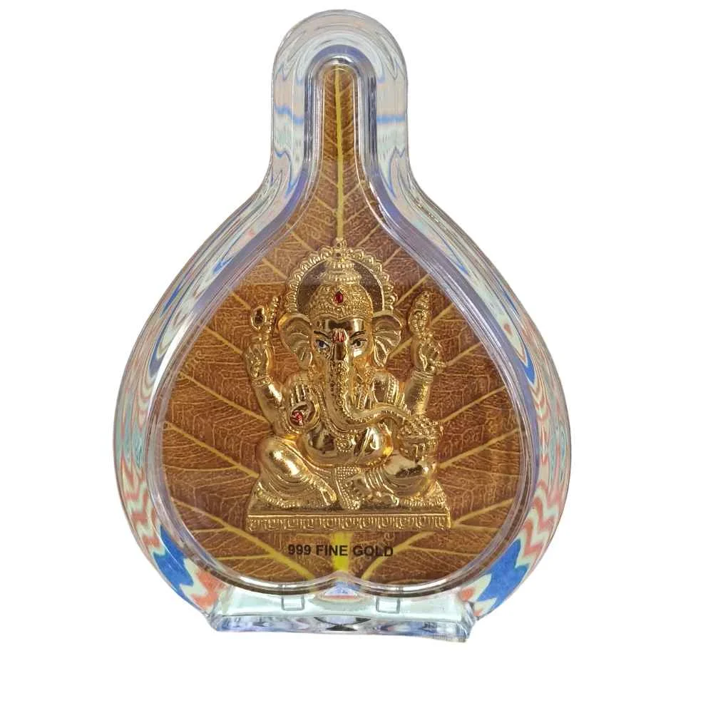 Ganesha Gold Pan Shaped Photo Frame