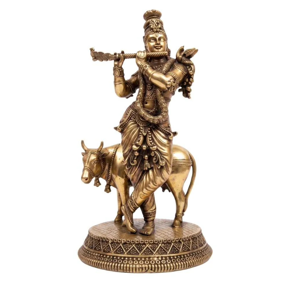 Krishna with Cow above 8 inch