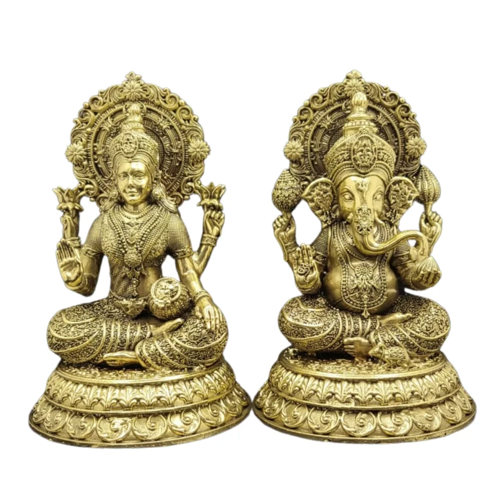 Lakshmi Ganesha 2.5kg 8 inch Premium Brass color may vary