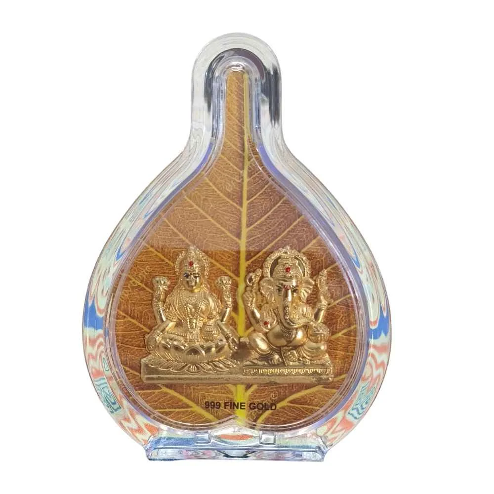 Lakshmi Ganesha Gold Pan Shaped Photo Frame