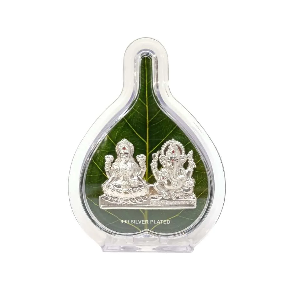 Lakshmi Ganesha Silver Plated Pan shaped photo frame