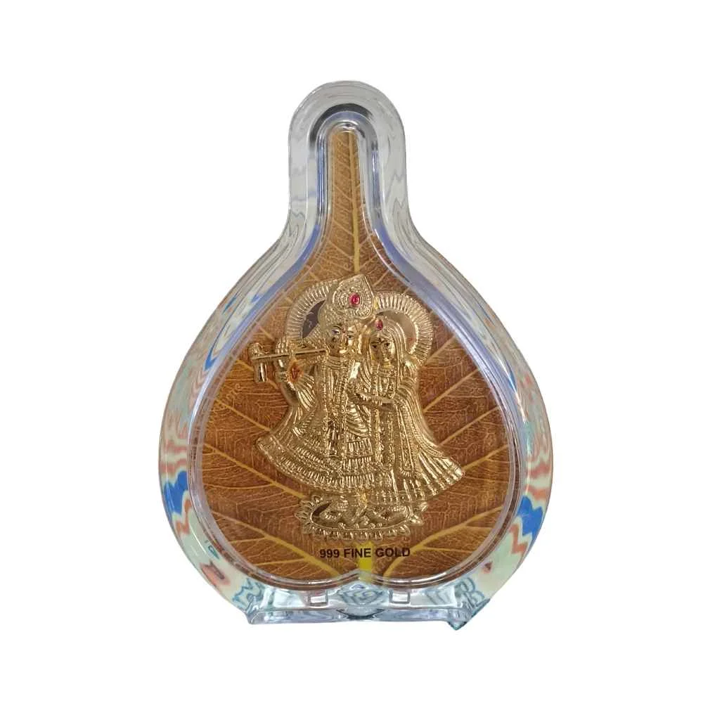 Radha Krishna Gold Pan Shaped Photo Frame