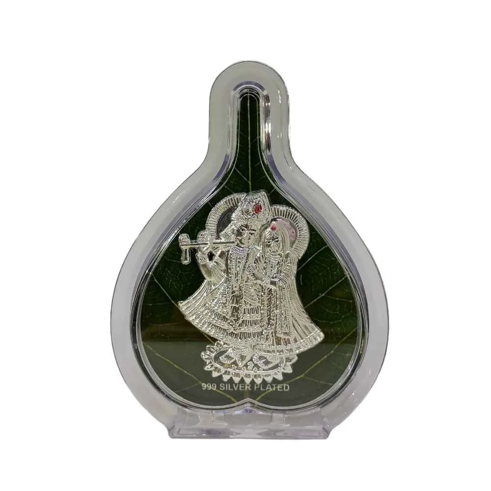 Radha Krishna Silver Plated Pan shaped photo frame