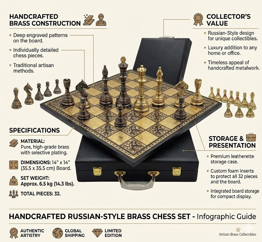 Russian Chess Set Brass